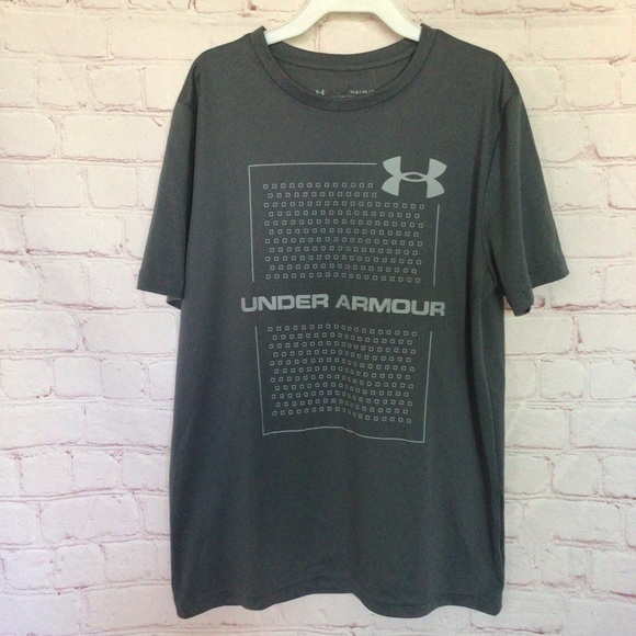 Under Armour Heat Gear Gray Short Sleeve Shirt - Size Large - Picture 1 of 6